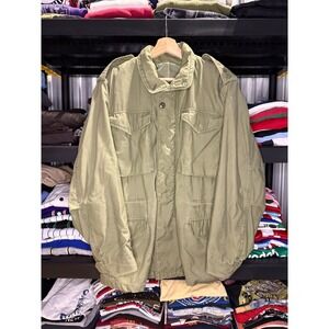 Vintage US Military M-65 Field Jacket Olive Drab Green Cold Weather Coat Mens L
